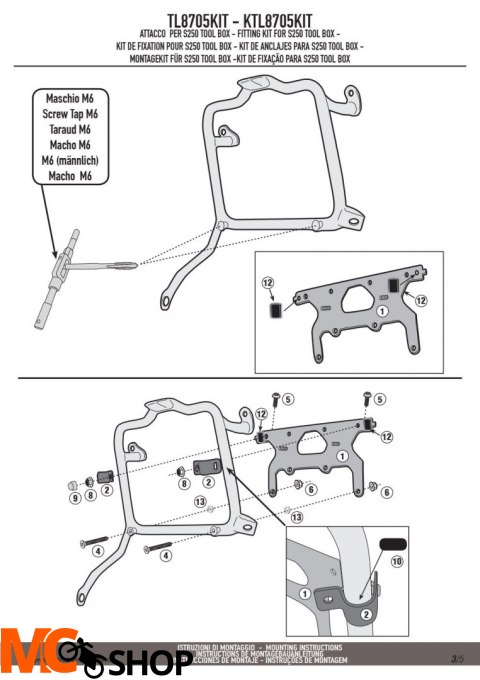 KAPPA KTL8705KIT MOCOWANIE SKRZYNKI NARZĘDZIOWEJ KS250