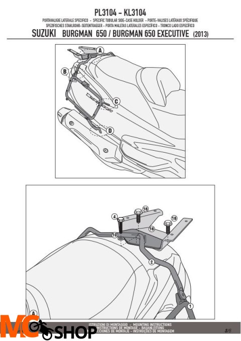 KAPPA KL3104 STELAŻ KUFRÓW BOCZNYCH MONOKEY SUZUKI 650