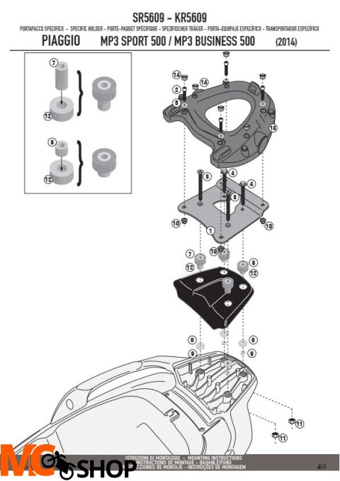 KAPPA KR5609 STELAŻ KUFRA CENTRALNEGO PIAGGIO MP3