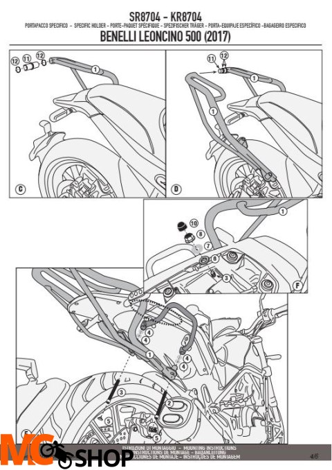 KAPPA KR8704 STELAŻ KUFRA CENTRALNEGO BENELLI LEONCINO 500
