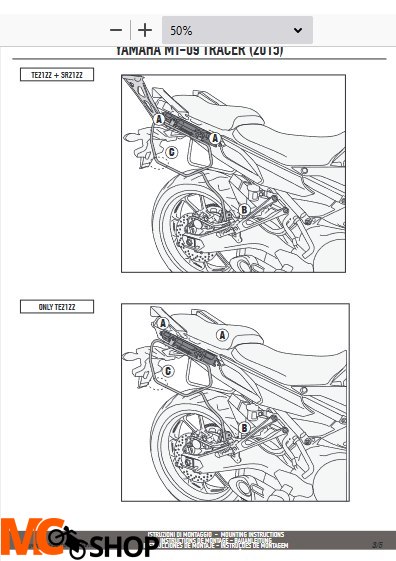KAPPA TE2122K STELAŻ POD SAKWY BOCZNE YAMAHA MT-09