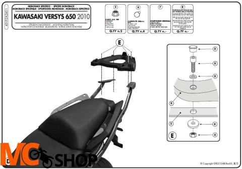 Stelaż centralny Kappa kz451 do Versys 650 (10>14)