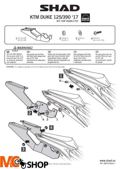 SHAD KSHK0DK17ST STELAŻ KUFRA TYŁ DO KTM DUKE