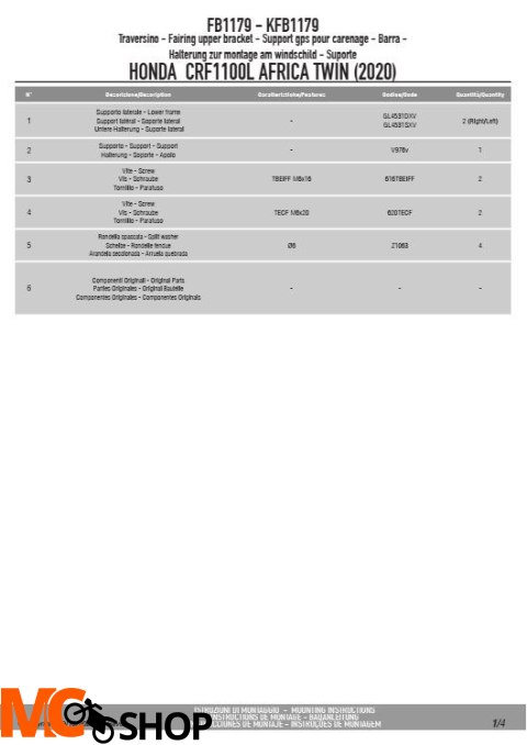 KAPPA KFB1179 POPRZECZKA DO ZAMONTOWANIA TOREB I MOCOWAŃ GPS