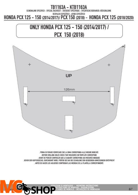 KAPPA KTB1163A OPARCIE PASAŻERA HONDA PCX 125