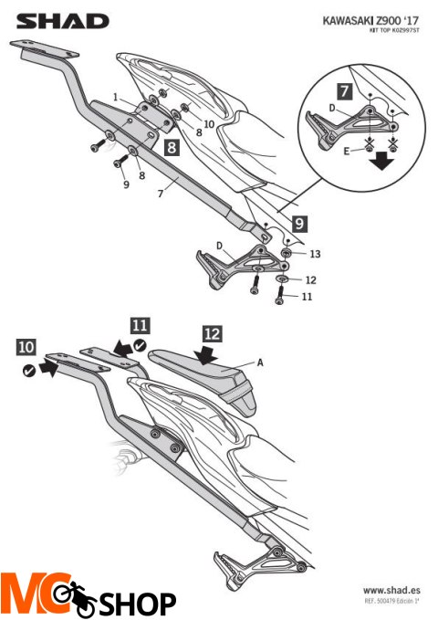 SHAD K0Z997ST STELAŻ KUFRA TYŁ DO KAWASAKI Z 900