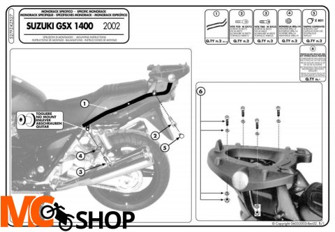 Givi 527FZ Stelaż centralny Suzuki Gsx 1400 02-09