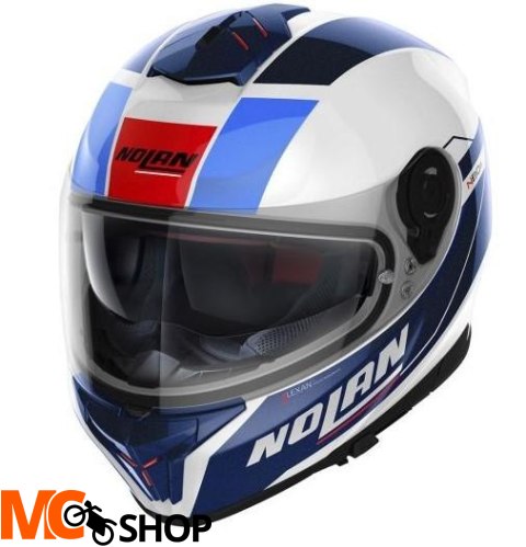 NOLAN Kask integralny N80-8 MANDRAKE N-COM 50 biały/czerwony/niebieski