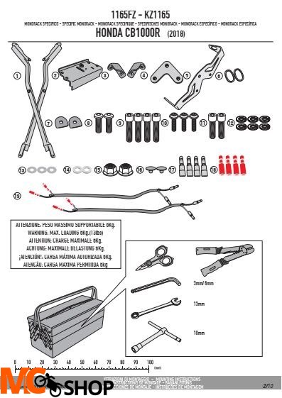 GIVI 1165FZ STELAŻ KUFRA CENTRALNEGO (BEZ PŁYTY) HONDA CB 1000 R