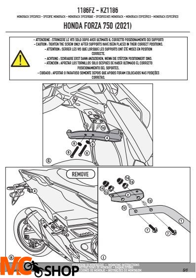 GIVI 1186FZ STELAŻ KUFRA CENTRALNEGO (BEZ PŁYTY) HONDA