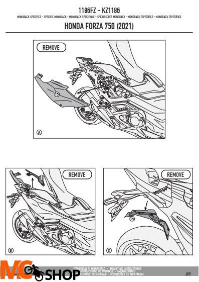 GIVI 1186FZ STELAŻ KUFRA CENTRALNEGO (BEZ PŁYTY) HONDA