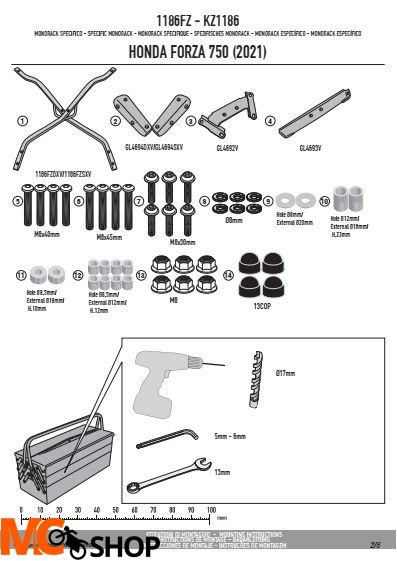 GIVI 1186FZ STELAŻ KUFRA CENTRALNEGO (BEZ PŁYTY) HONDA