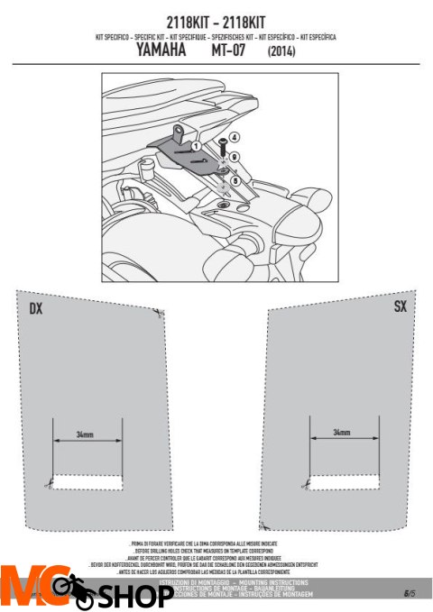GIVI 2118KIT KIT MONTAŻOWY DO TE2118 BEZ STELAŻA
