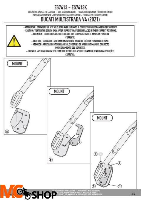 GIVI ES7413 POSZERZENIE DODATKOWE STOPKI DUCATI