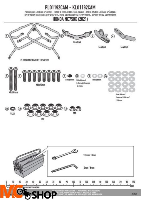 GIVI PLO1192CAM STELAŻ KUFRÓW BOCZNYCH ONE-FIT MONOKEY