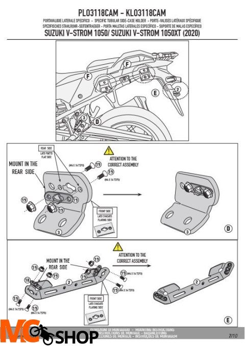 GIVI PLO3118CAM STELAŻ KUFRÓW BOCZNYCH ONE-FIT CAM - SUZUKI V-Strom