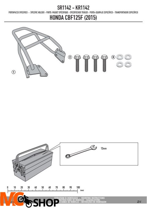 GIVI SR1142 STELAŻ KUFRA CENTRALNEGO MONOLOCK (BEZ PŁYTY) HONDA CB 125 F