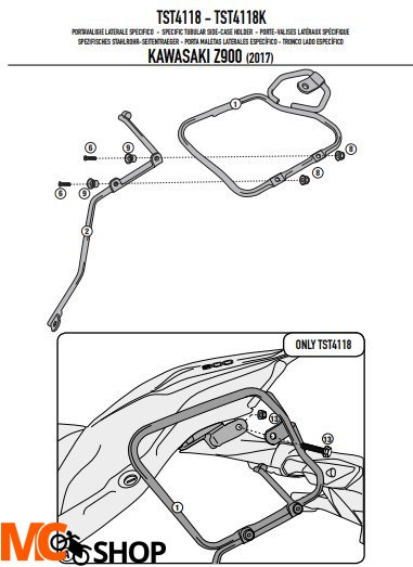 KAPPA TST4118K STELAŻ POD SAKWY BOCZNE RB105 LUB UNIWERSALNE KAWASAKI Z 900