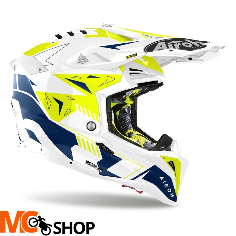 AIROH KASK OFF-ROAD AVIATOR 3 SPIN YELLOW/BLUE GL