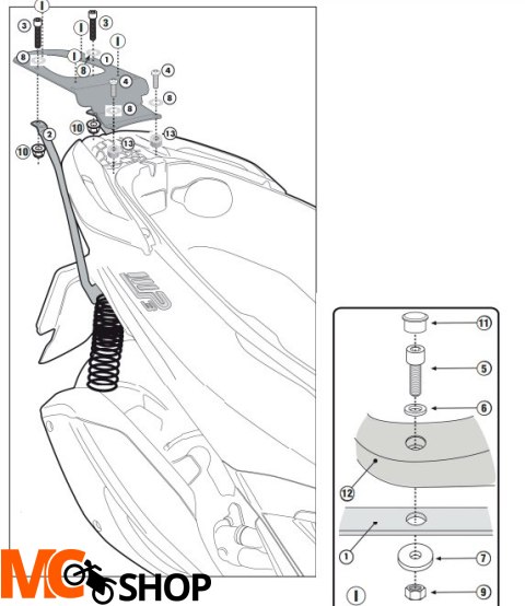 KAPPA STELAŻ KUFRA CENT PIAGGIO MP3 YOURBA125/300