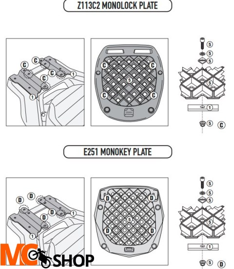 GIVI BAGAŻNIK TYLNY DO KUFRÓW GÓRNYCH MONOKEY SUPE