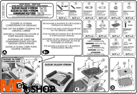 GIVI E528 ADAPTER Monokey DL650/1000 V-Strom