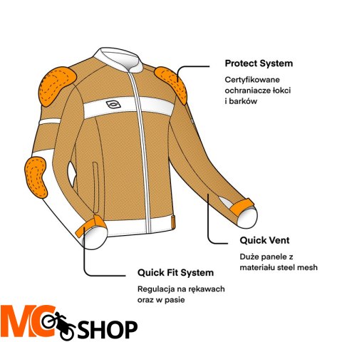 OZONE KURTKA MOTOCYKLOWA TEKSTYLNA DART CAPPUCINO