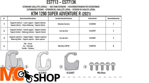 GIVI 2021 POSZERZENIE DODATKOWE STOPKI KTM 1290 Su
