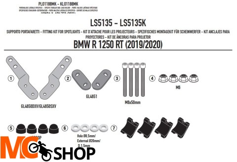 GIVI MOCOWANIE HALOGENÓW - BMW R 1250 RT 19 > 20