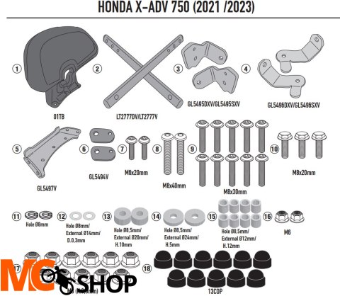 KAPPA OPARCIE PASAŻERA HONDA X-ADV 750 '21-'23