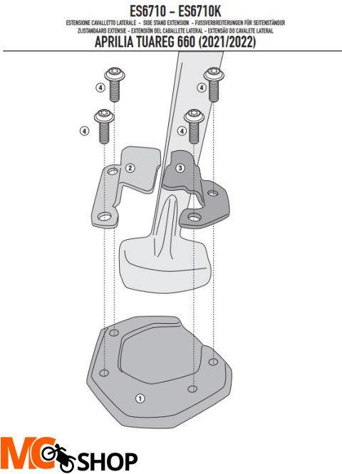 GIVI POSZERZENIE DODATKOWE STOPKI APRILIA Tuareg