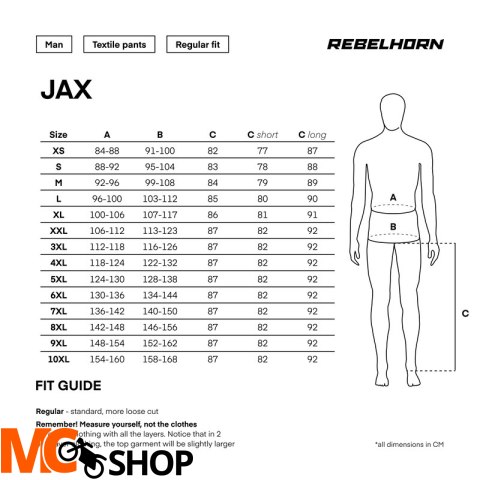 REBELHORN SPODNIE MOTOCYKLOWE TEKSTYLNE JAX BLACK