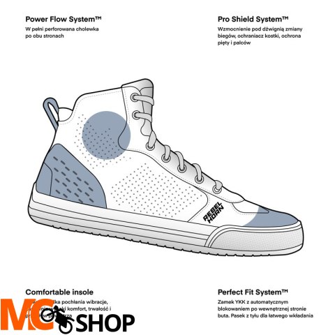 REBELHORN BUTY MOTO SKÓRZANE SPIKE GREY/BLA SOLE