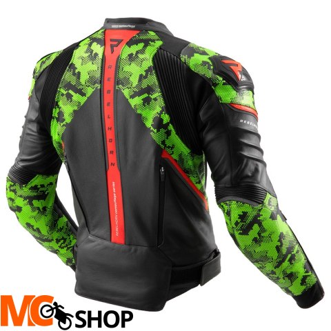 REBELHORN SKÓRZANA VELOCE CAMO BLACK/GREEN/FLU RED