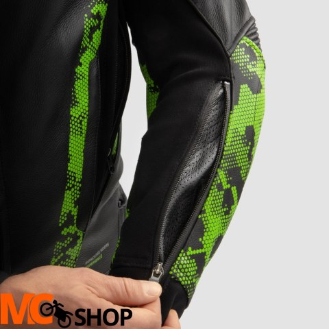 REBELHORN SKÓRZANA VELOCE CAMO BLACK/GREEN/FLU RED