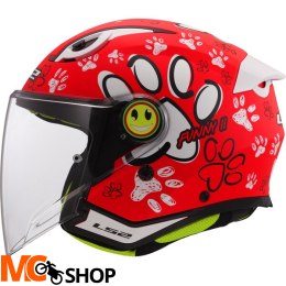 LS2 KASK OTWARTY JUNIOR OF622 FUNNY II PAWS MA RED