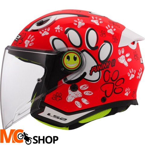 LS2 KASK OTWARTY JUNIOR OF622 FUNNY II PAWS MA RED