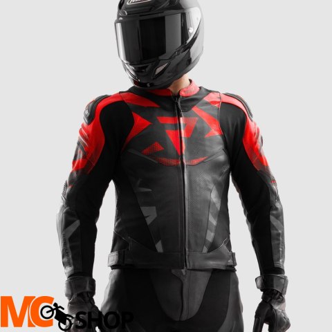 REBELHORN KURTKA SKÓRZANA INFERNO BLACK/FLUO RED