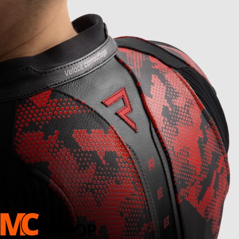REBELHORN KURTKA SKÓRZANA VELOCE CAMO BLA/FLUO RED