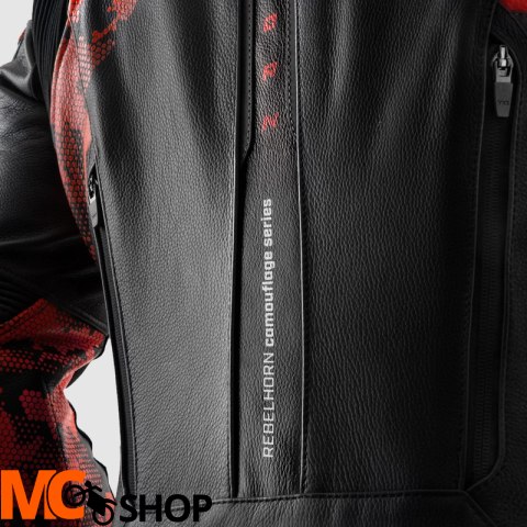 REBELHORN KURTKA SKÓRZANA VELOCE CAMO BLA/FLUO RED