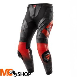 REBELHORN SPODNIE SKÓRZANE INFERNO BLACK/FLUO RED