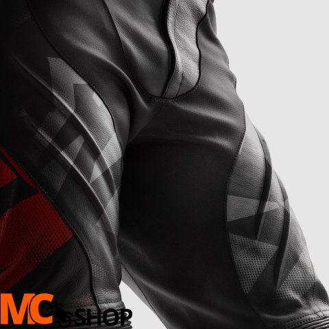 REBELHORN SPODNIE SKÓRZANE INFERNO BLACK/FLUO RED