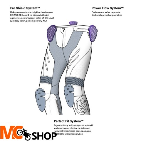 REBELHORN SPODNIE SKÓRZANE INFERNO BL/WHIT/FLU YEL